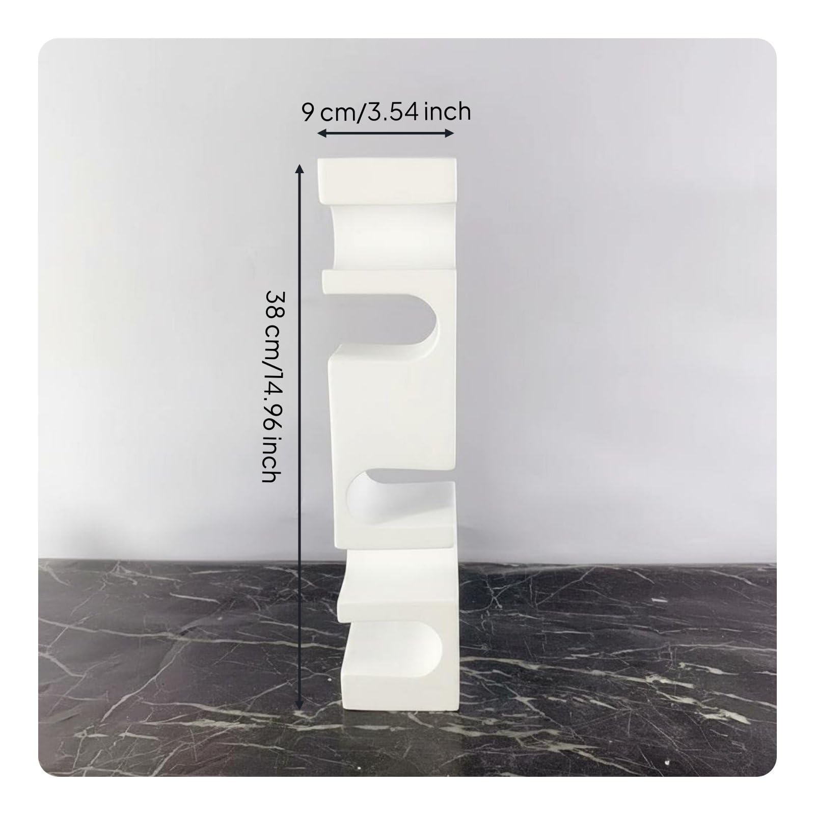 Colcolo Skulptur Abstrakte Harz Skulptur Statue Figur Dekoobjekt Nordischer Minimalismus mit Sanften Vertiefungen Leichtes Kunstharz für Einrichtung Wohnzimmer Hotelzimmer, Weiß, 9-9-38cm