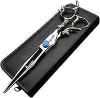 Vista 6 de Tijeras de 6/7/7.5/8/9 pulgadas de plata profesional peluquero corte de pelo y corte diluido afilado acero 440C (cizalla plana de 6 pulgadas)