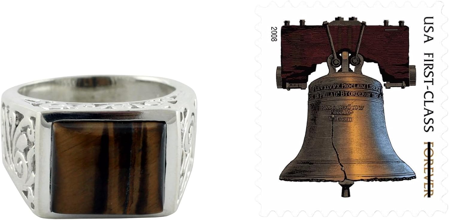 NOVICA Artisan Handmade Men's Tigers Eye Ring Crafted .925 Sterling Silver Brown Single Stone India 'Warmth'