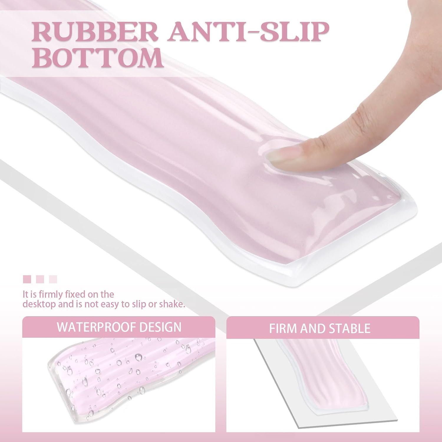 Gel Wrist Rest for Computer Keyboard and Mouse, Ergonomic Clear Keyboard Pad and Mouse Wrist Rest for Gaming, Computers, Laptops, Office Use (Pink) image 3