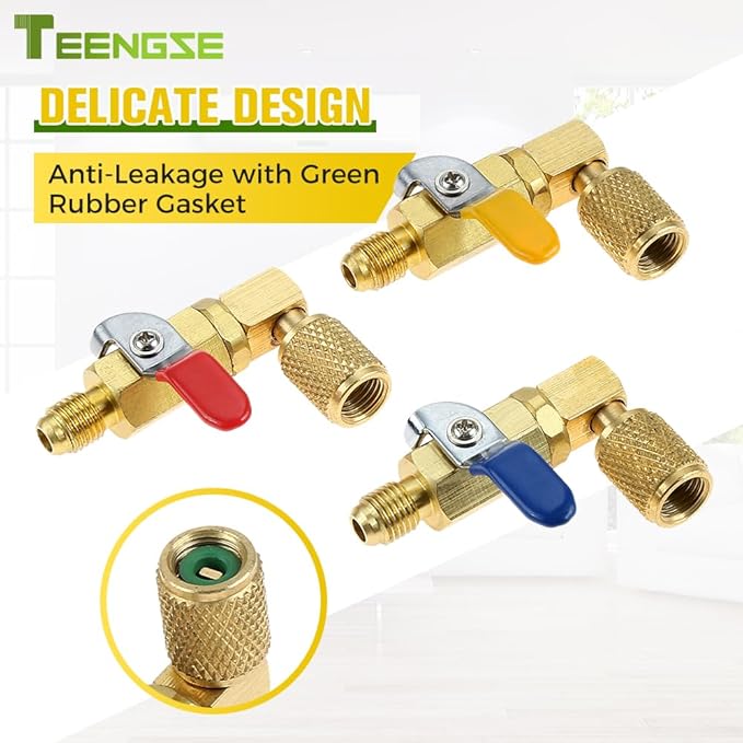 Válvula de Bola para Refrigerante 1/4" SAE, 3 Piezas, R134A/R410A/R22/R12 miniatura 4