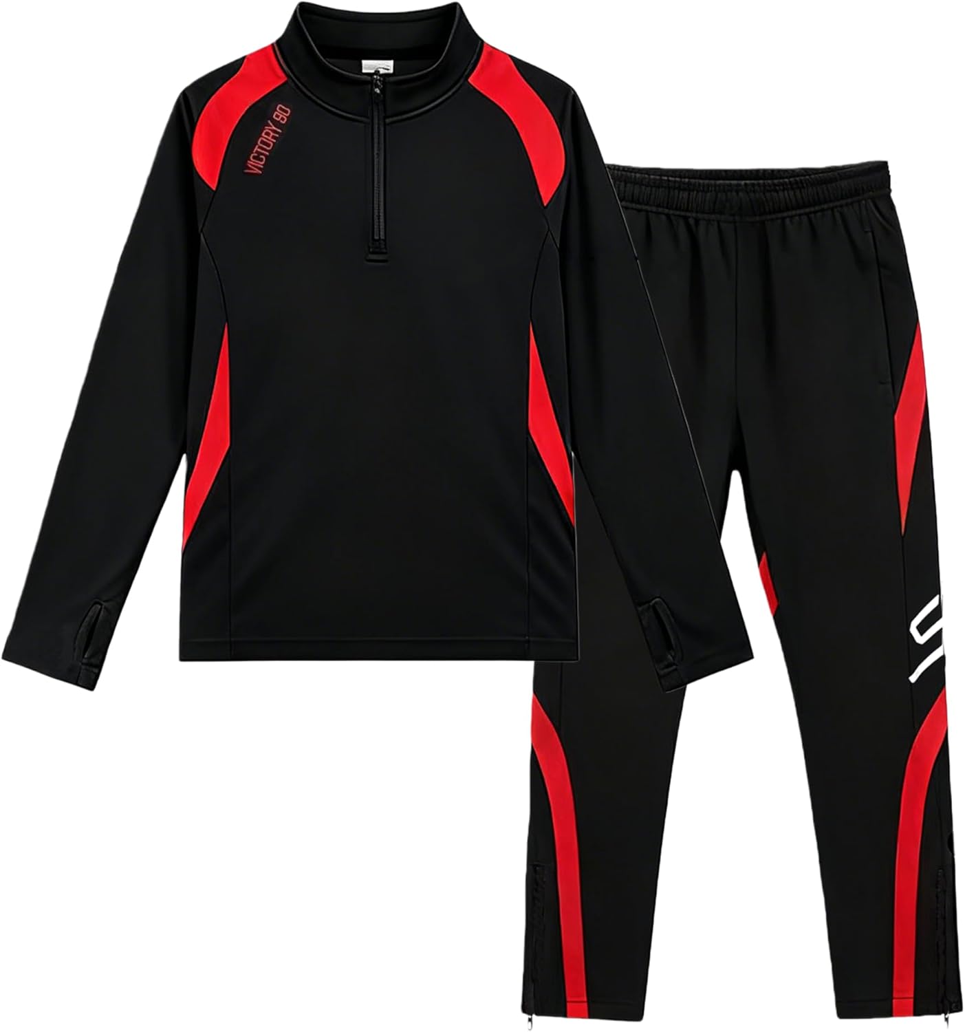 Boys Tracksuit 2 Piece Quarter Zip Long Sleeve Jersey & Pants Athletic Set
