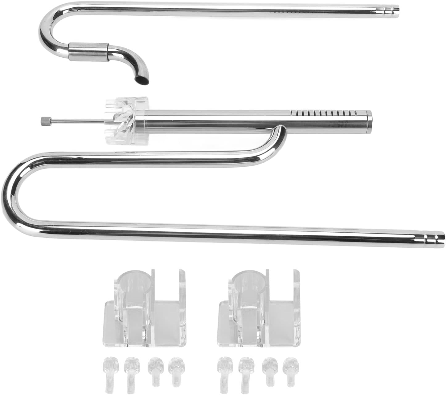 Lily Pipe Inflow Outflow Pipe Kit, 304 Stainless Steel Surface Skimmer Inflow and Outflow Pipe Set with 2 Acrylic Holder, Oil Film Skimmer Filter Pipe Fish Tank Supplies for Aquarium Fish(16mm/0.63in)