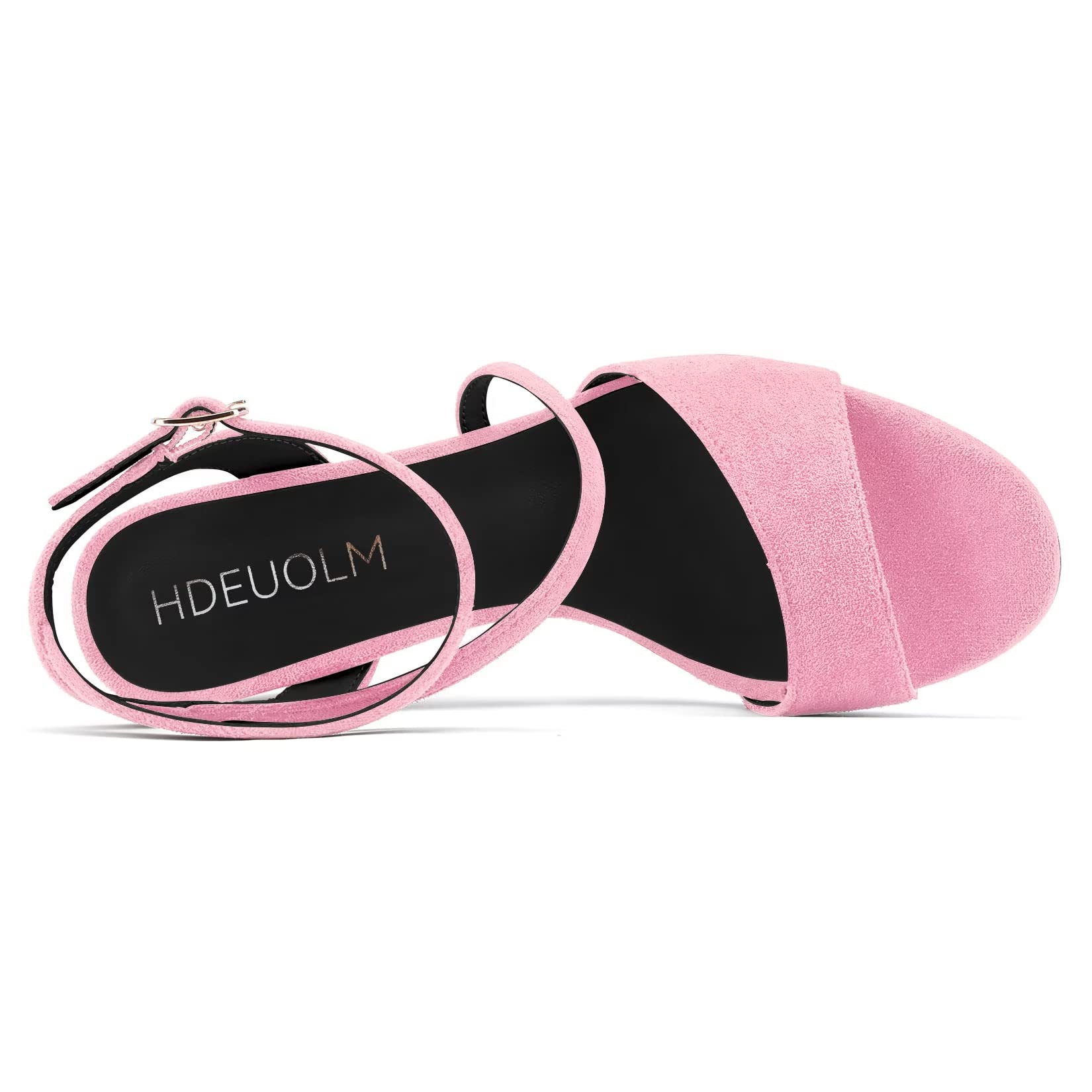 HDEUOLM Mujer Chunky Ancho Alto High Heel Abierta Punta Sandalias Correa Tobillo Casual Cute Zapatos