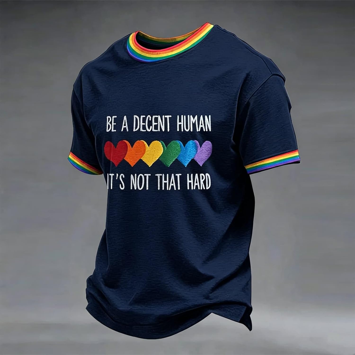 RTRDE Men's Casual T Shirts Short Sleeve LGBTQ Gay Pride Month Rainbow Graphic Print We The People Shirt, S-4XL