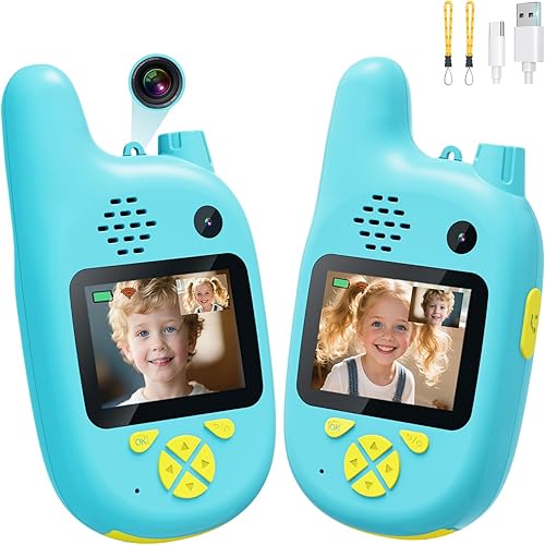 Walkie Talkies de video para niños con dos cámaras, paquete de 2 juguetes recargables para niños de 3 a 9 años, regalos de cumpleaños de Navidad