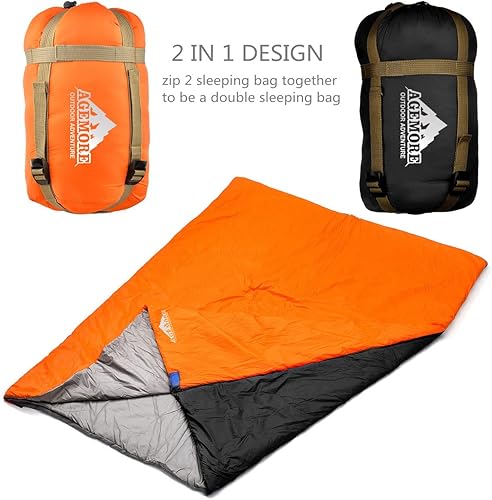 Miniatura 2 de AGEMORE Saco de dormir ultraligero para clima cálido, ligero, impermeable, compacto, para primavera, verano y otoño, 75 pulgadas de largo x 30