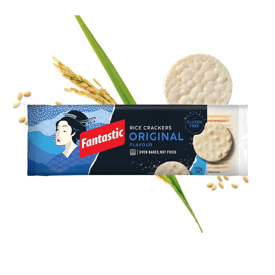 Fantastic Rice Crackers Original 100g | Oven-Baked | Low-Calorie | Vegan & Gluten Free | Healthy Snacks for Adults & Kids