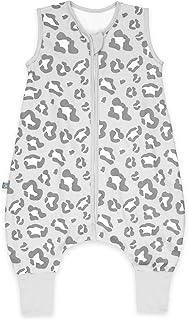 emma & noah Baby Schlafsack mit Füßen 1.0 TOG, Ganzjahres Schlafsack mit Beinen für den Frühling, Sommer und Herbst, 100% Bio-Baumwolle, Oeko-TEX Zertifiziert (Leo Grau, 70 cm)