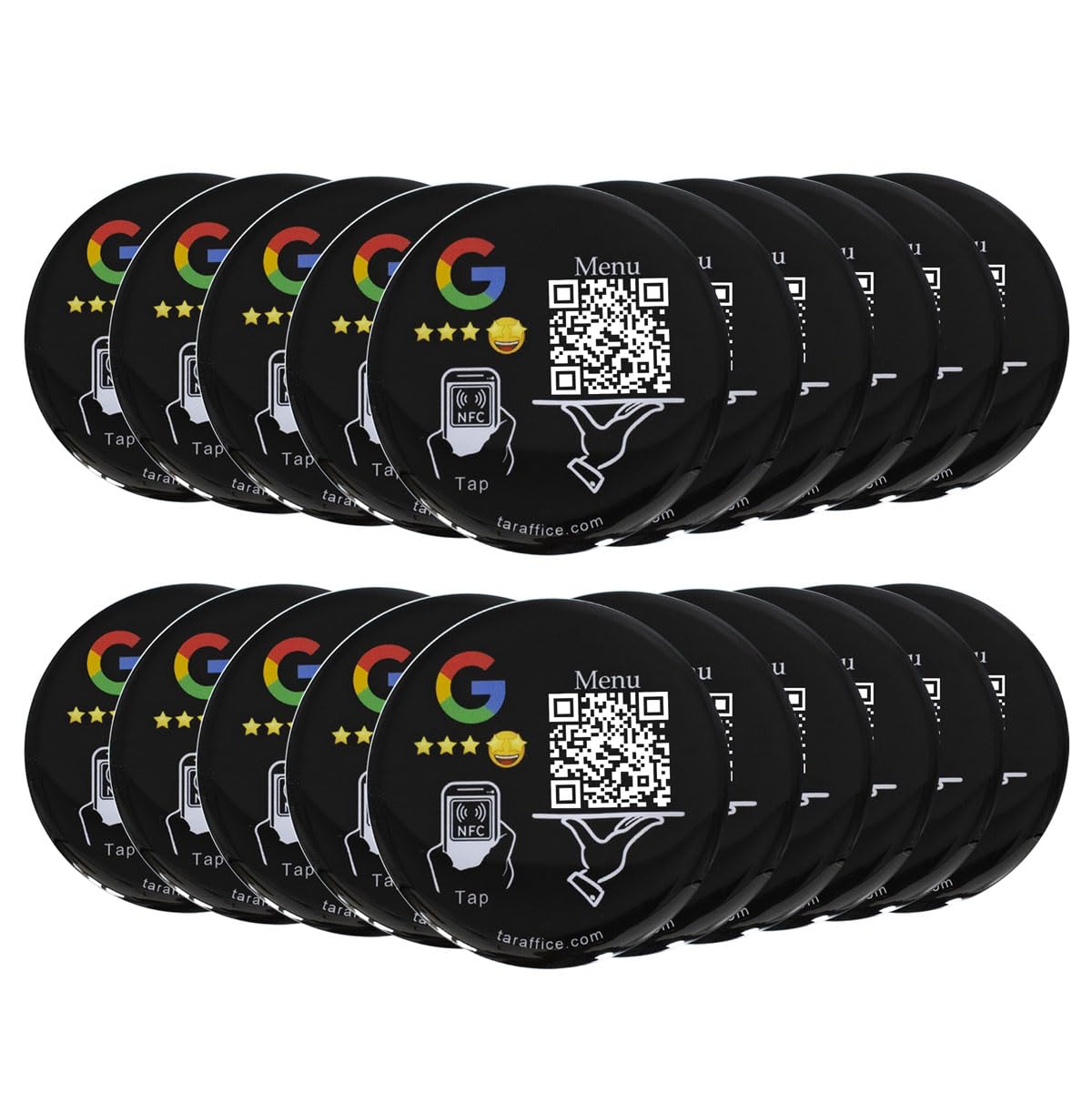 2in1 Hybrid-Restauranttisch-NFC-Platte, QR-Code-Menü + NFC-Epoxidharz Google-Rezension | Kompatibel mit iPhone und Android | Für Restaurants, Bars, Cafés, Fastfood (Schwarz, 20