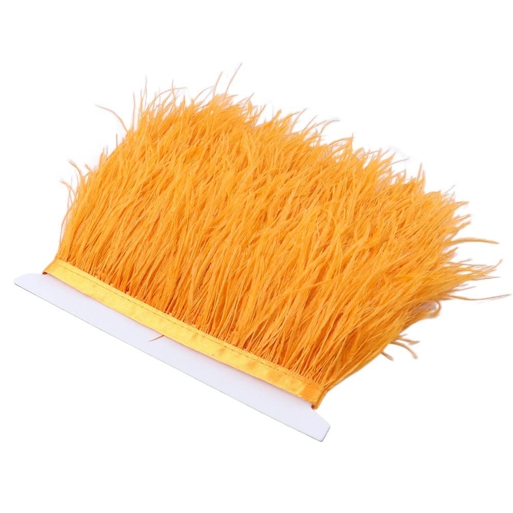 Garnitures de plumes d'autruche ruban orange de 5m pour décoration de robe de soirée chic