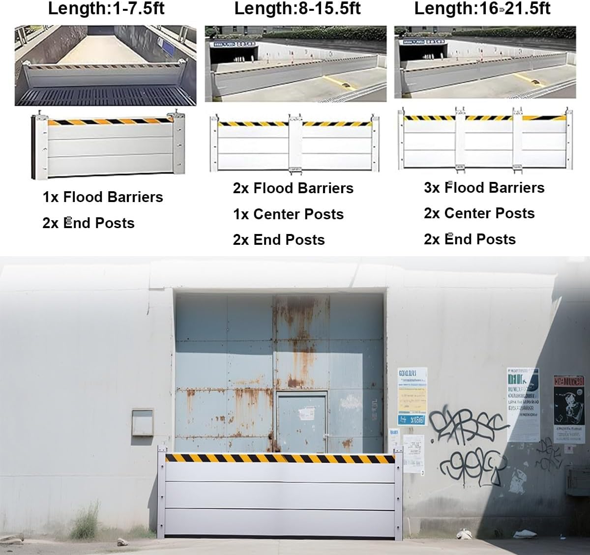 Heavy Duty Flood Barrier for Home, 1-21.5 ft Flood Prevention Panel Reusable, Thickened Aluminum Alloy Flood Barriers Board for Basement Entrance Gates Garage Door and Home(L 13.5ftxH 4.59ft)