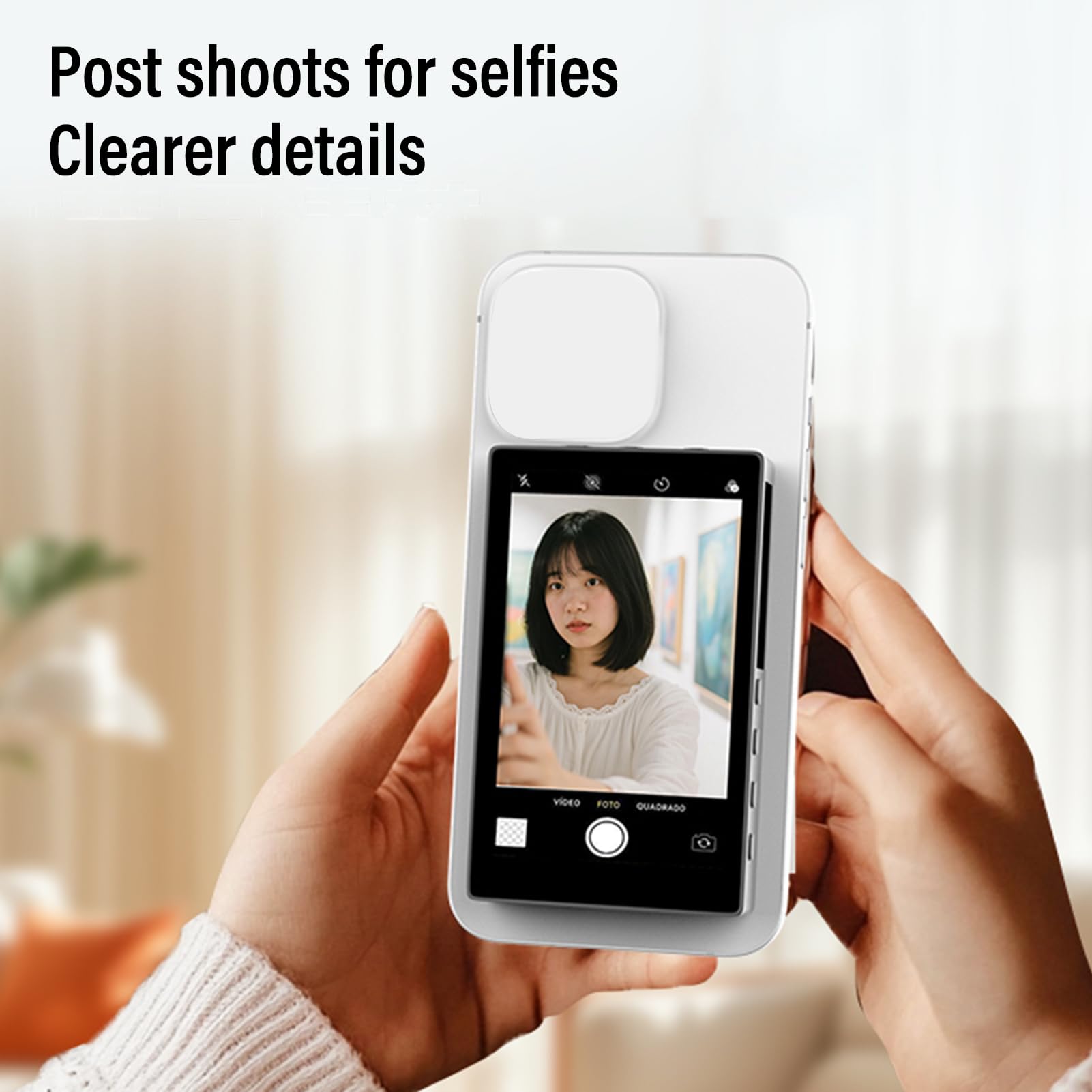 Gedourain Schermo di Visualizzazione HD per Monitoraggio Selfie del Telefono con Attacco Magnetico per Accoppiamento Rapido, Fotografia Visiva BT per Appassionati di Fotografia All'aperto (Grigio)