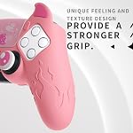 PlayVital Halloween Cute Demon Contrôleur Silicone Case pour ps5, Kawaii Contrôleur Protection de la peau Gamepad pour ps5 avec Sticker Touch Pad & Bouchons de poignée de la pouce - rose
