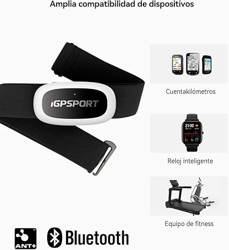 Miniatura 5 de iGPSPORT HRM Bluetooth y ANT+ para entrenamiento de fitness, correr, ciclismo, gimnasio y compatible con Garmin Polar Wahoo