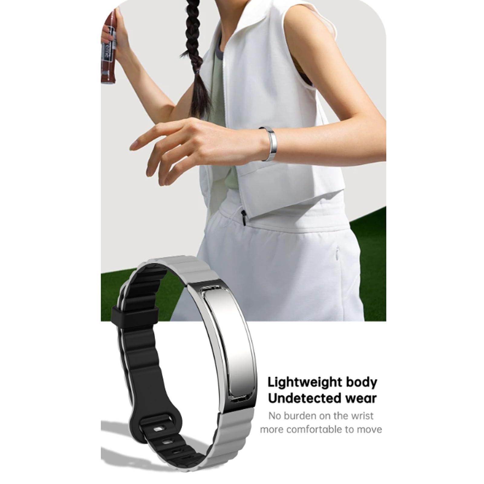 SIXRUN Smart Armband Fitness Tracker mit Schrittzähler, Schlafmonitor, Multi-Sport-Modi, Remote Selfie-Funktion, IP68-wasserdicht – für Frauen und Männer (Silber)