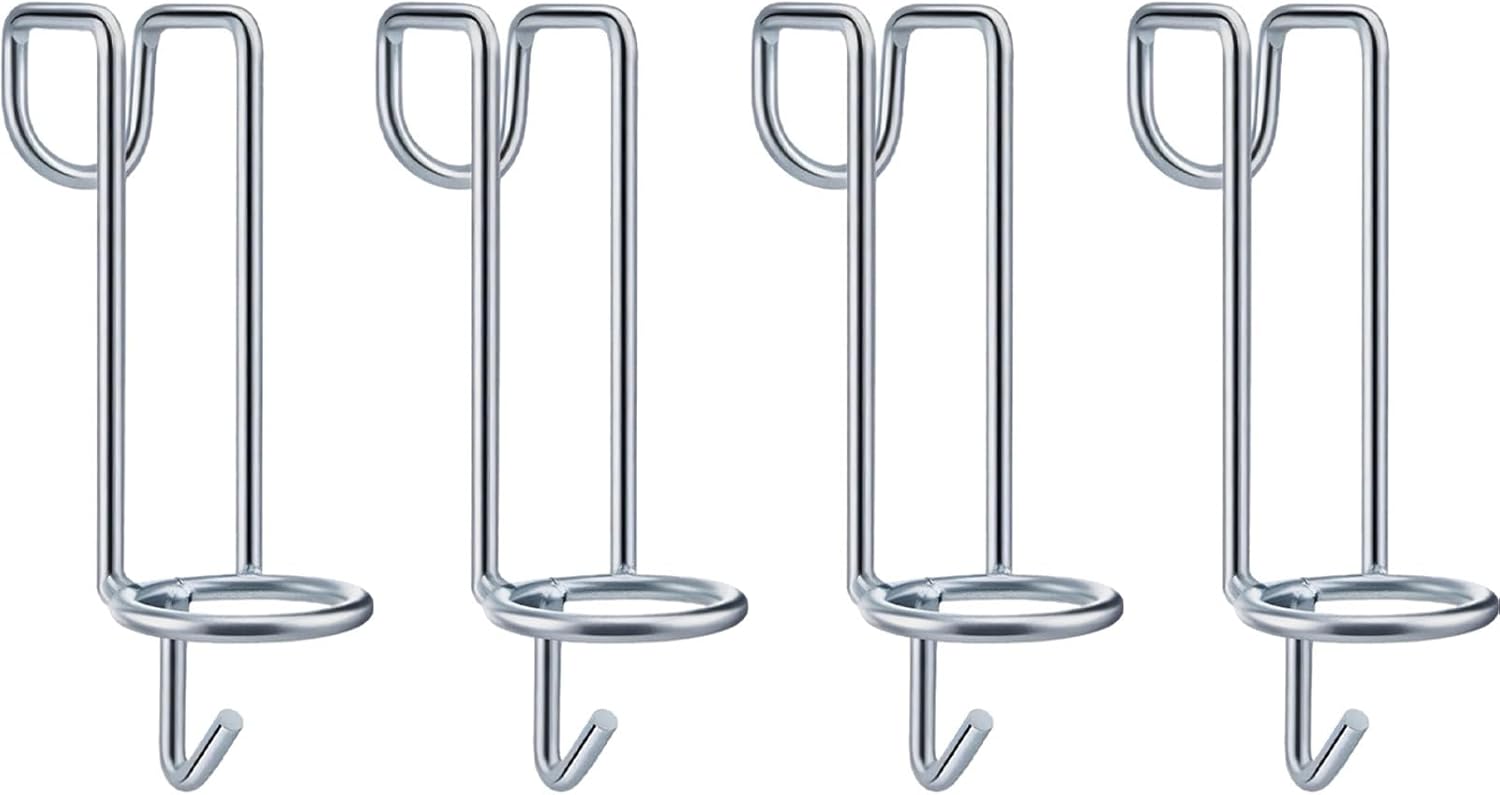 Metal Hanging Rack - 4 Silver Horse Bucket Hooks, Drilling-Free, 7.7 In Stall Accessories For Water Buckets