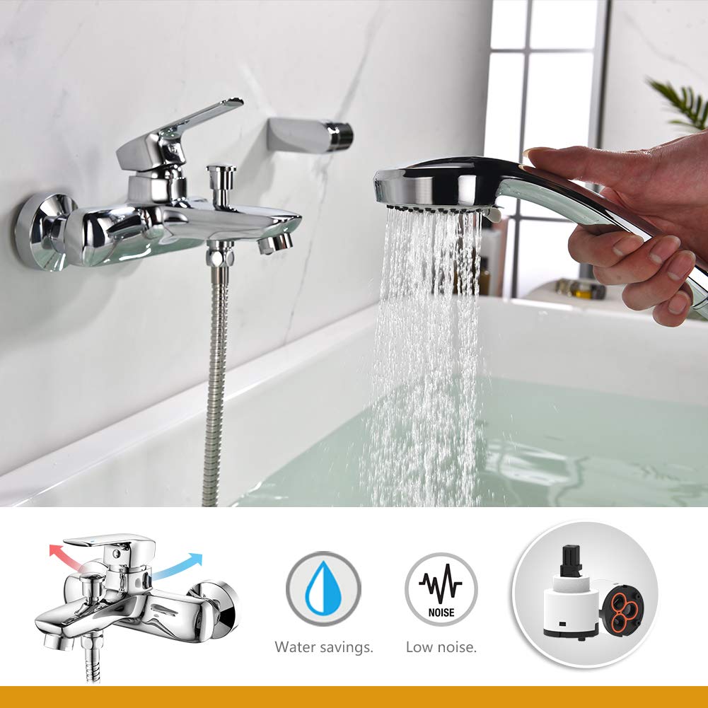 Ibergrif M13025-Nimes, Conjunto de Grifo para Bañera, Mezclador de Baño-Ducha Monomando para Instalación en Pared, Cromo