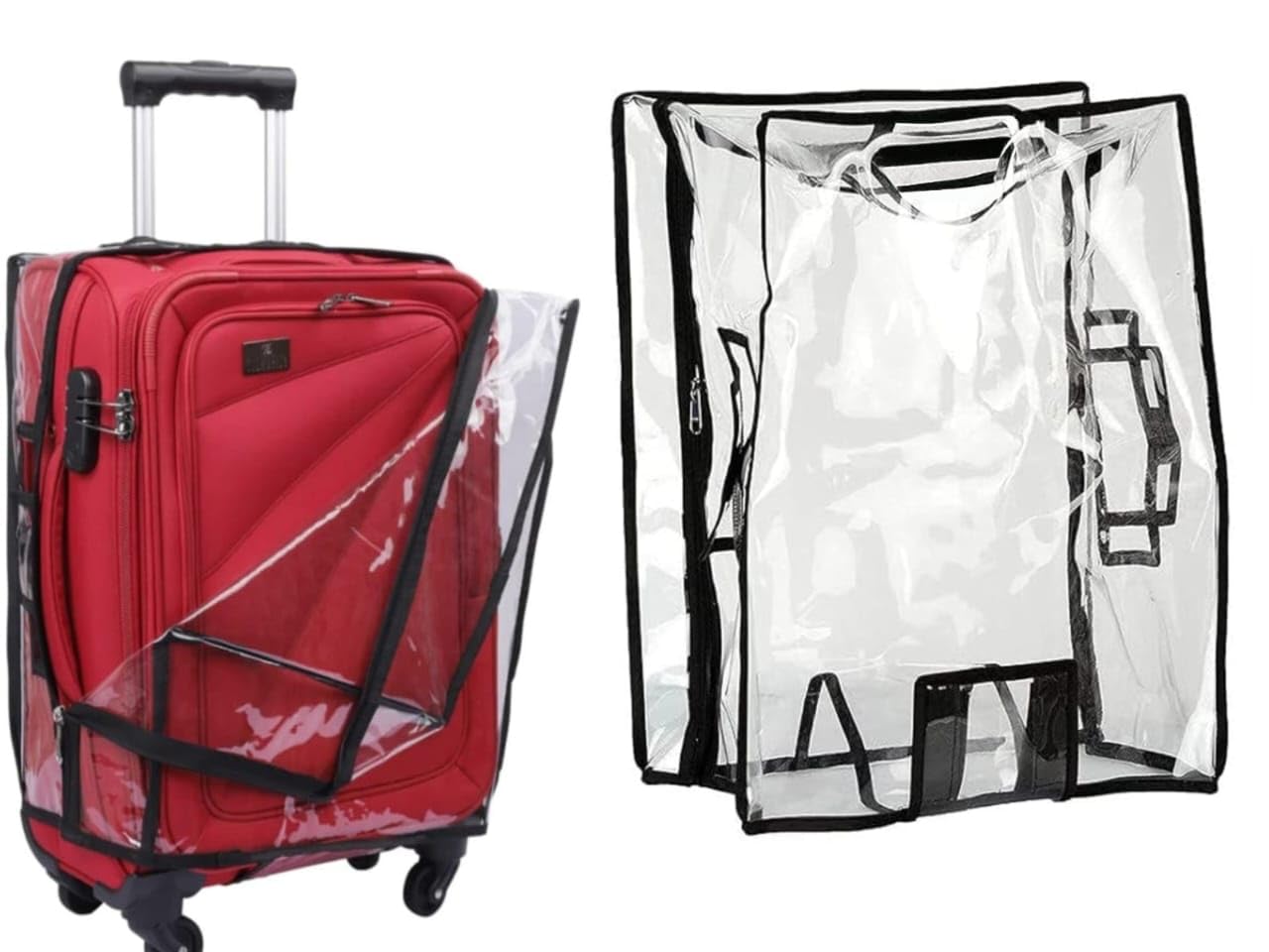 Fabam Soft Shell Suitcase Cover | Waterproof & Transparent PVC Luggage Protector | Durable Travel Cover with Black Piping 32 Inch-image-16