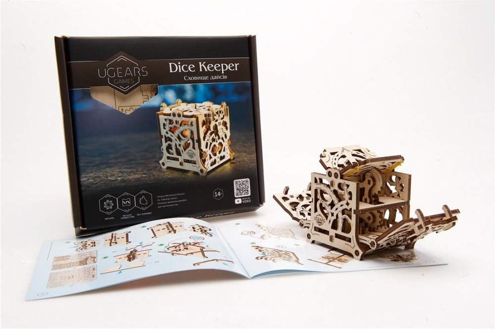 UGEARS 3D Puzzle for Board Games – Dice Keeper for 8 Dice Unique Mechanical Devices Dice Holder for Family Tabletop Role-Playing Games – Dice Holder Wooden Construction Kits for Adults