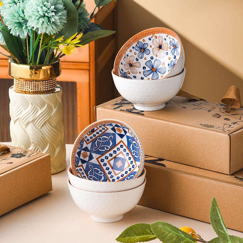 Image of YELONA Ceramic Snack Bowls - Set of 4 (300 ml Each)| Microwave & Dishwasher Safe | Premium Dinner Bowl Set for Snacks, Rice, Dessert & Kitchen Use (Multicolour)