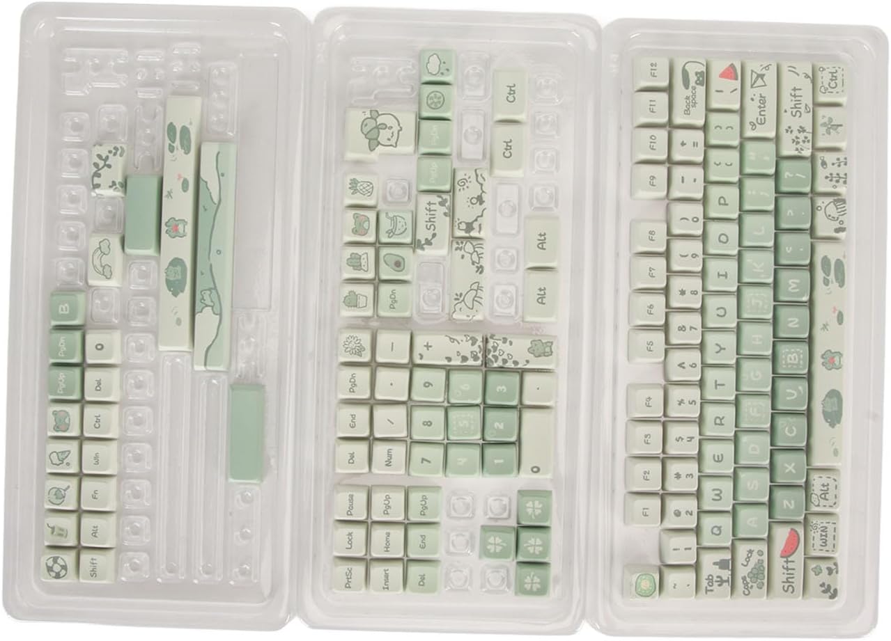 PBT Keycap Set,148 Keys for Mechanical Keyboard with 61 64 68 75 82 84 87 104 108 Keys,Dye Ergonomic Rich Colors Mechanical Keyboard Keycaps for PC Gaming DIY (Frog)