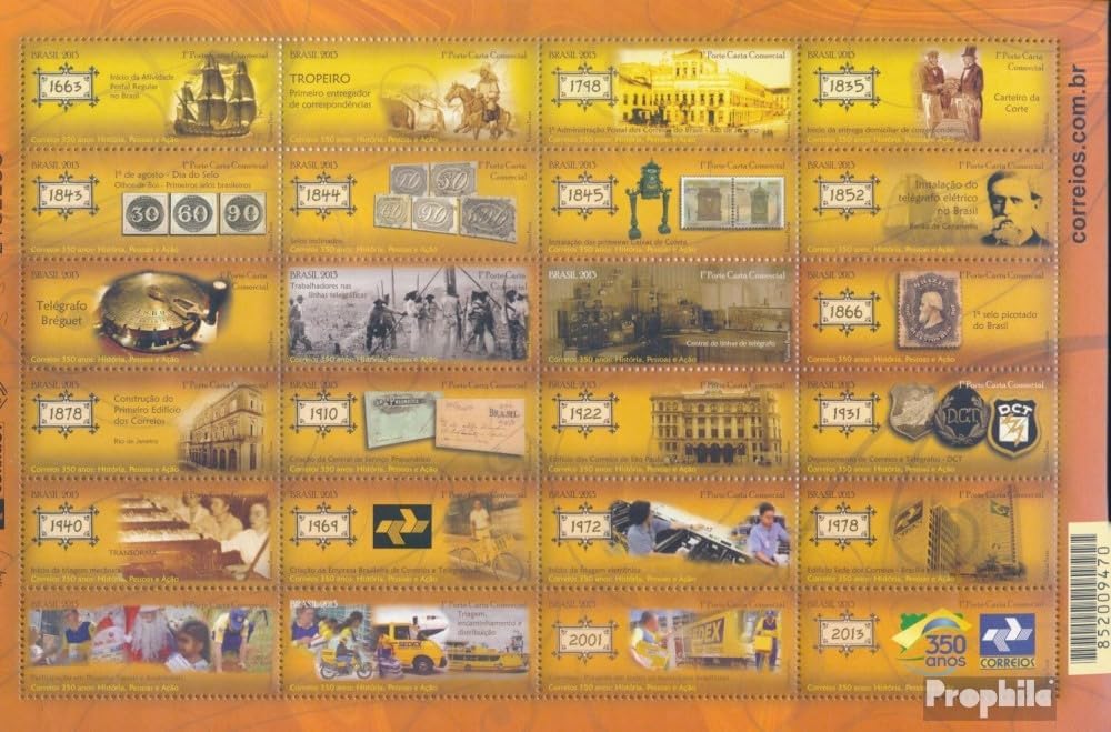 Brazil 4058-4081 zd-Archery (Complete.Issue.) unmounted Mint/Never hinged ** MNH 2013 350 Years Post (Stamps for Collectors) Cars/Road Traffic