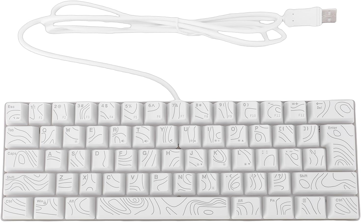 Generic Gaming Keyboard, RGB Backlit Wired USB Mechanical Gaming Keyboard, Compact Thin Ergonomic Mechanical with 61 Keys Anti Ghosting 8 Single Color Modes, for PC Macs (White)