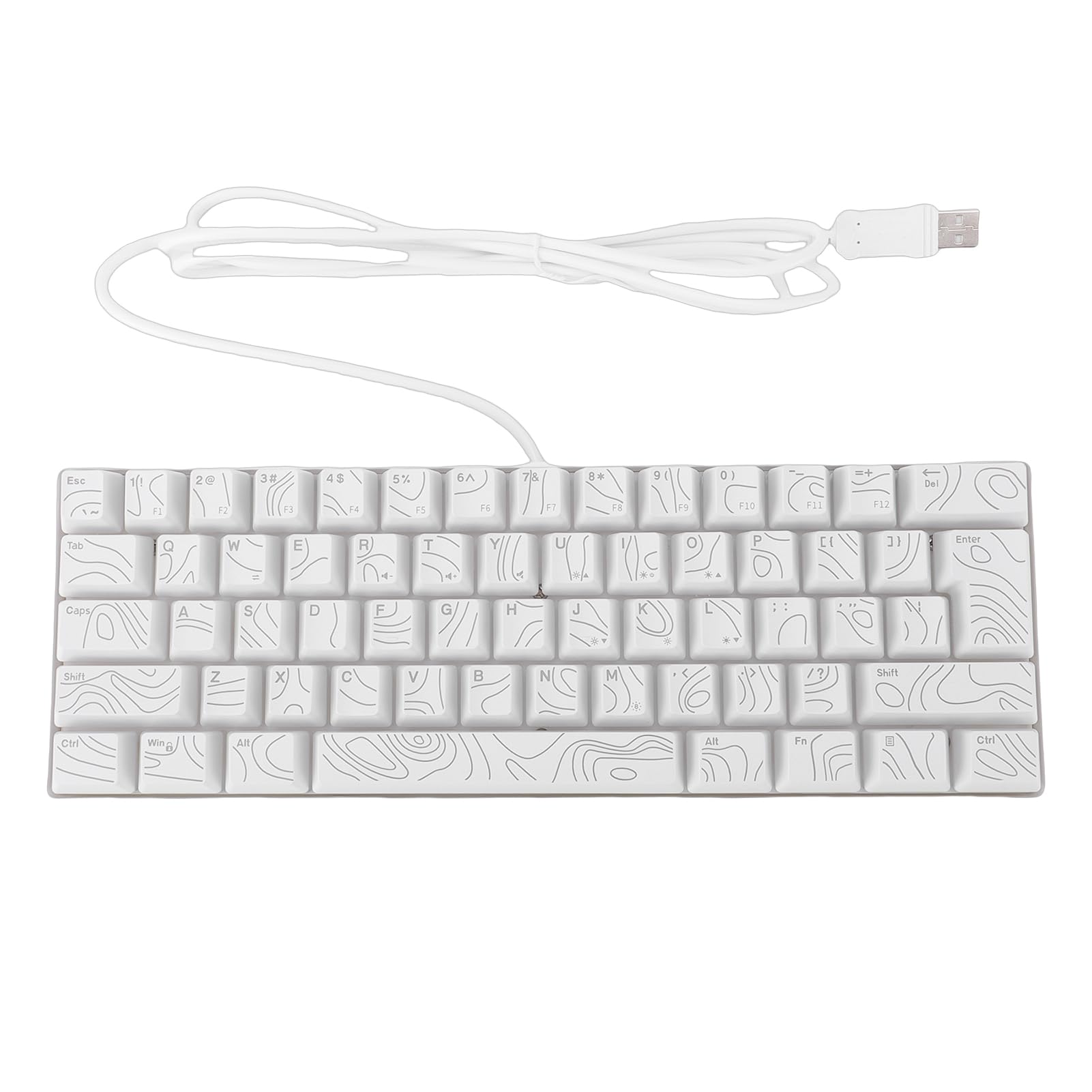 Luqeeg Klawiatura do Gier z 61 Klawiszami Rgb 60% Mechaniczna Podświetlana Klawiatura Rgb 8 Jednokolorowa Klawiatura Przewodowa, Ergonomiczna Konstrukcja Anti Ghosting Wysoka (WHITE)