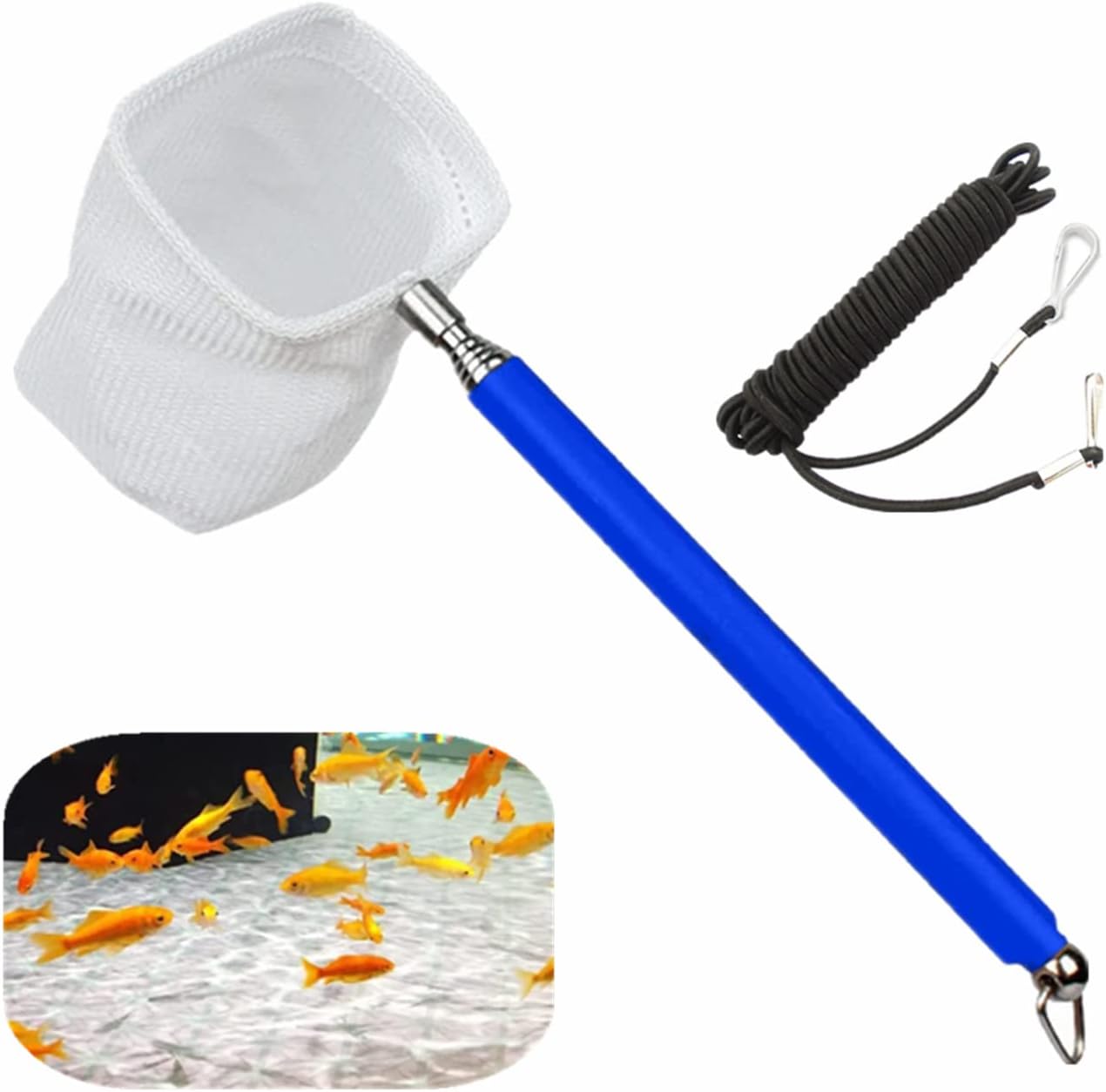 Fishing Landing Net,Extendable Handle Fish Shrimp Skimming Net Durable