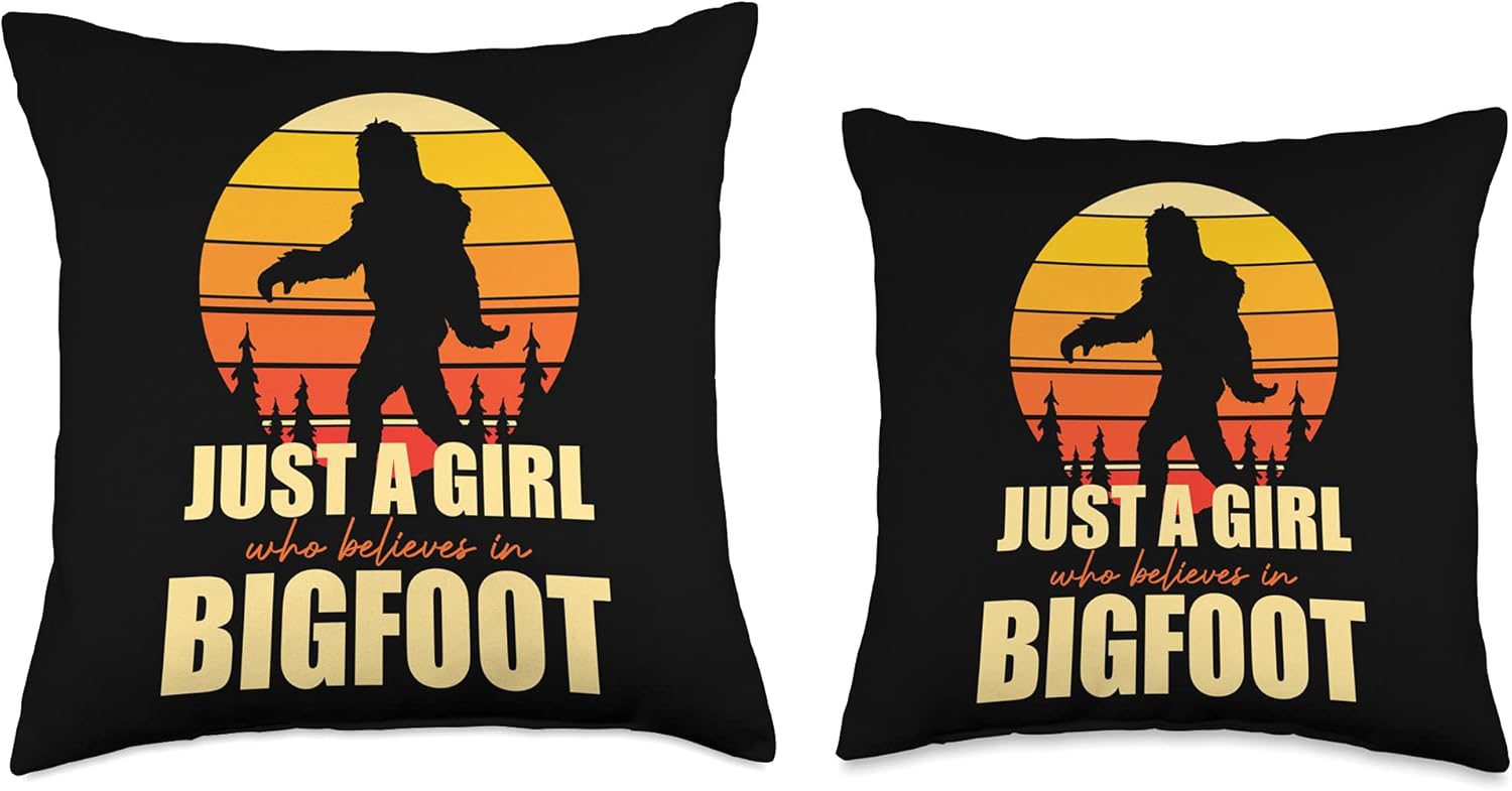 Retro Yeti Sasquatch Just A Girl Who Believes In Bigfoot Throw Pillow
