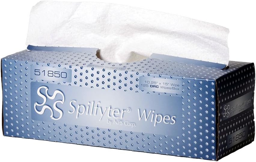 Spilfyter 51850 1-Ply Heavy-Duty Pop-Out Box DRC Wipe, 15" Length x 10-1/4" Width, White (Case of 6)