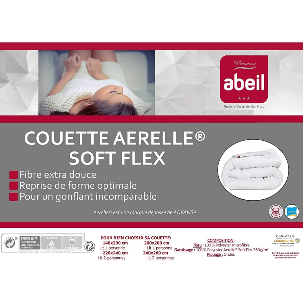 Abeil Premium - Couette polyester Aerelle Soft Flex 240 x 260 cm – Douce, Souple et Gonflante