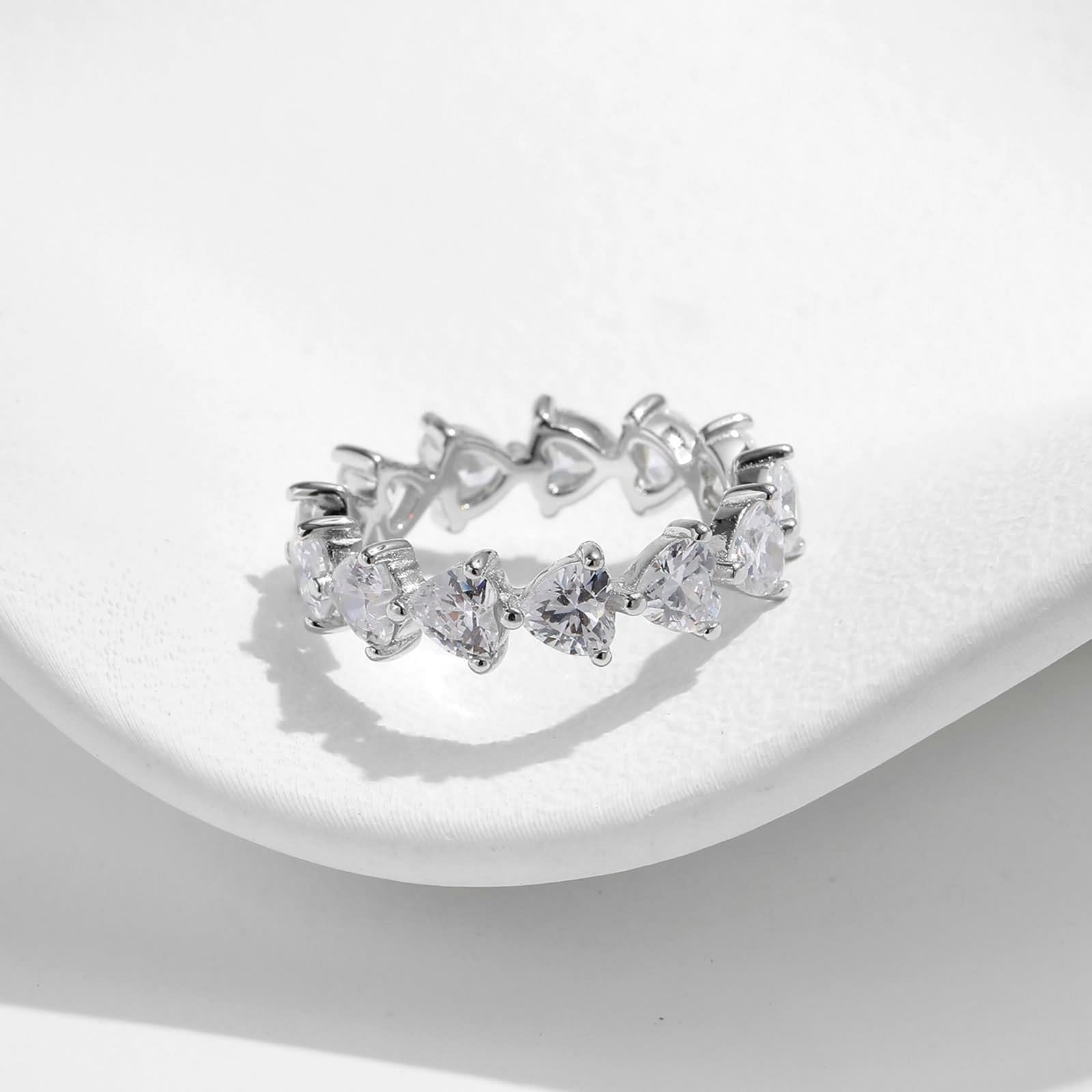 Anillos para mujer, vintage, anillo de boda con moissanita, oro blanco, regalo para mujer