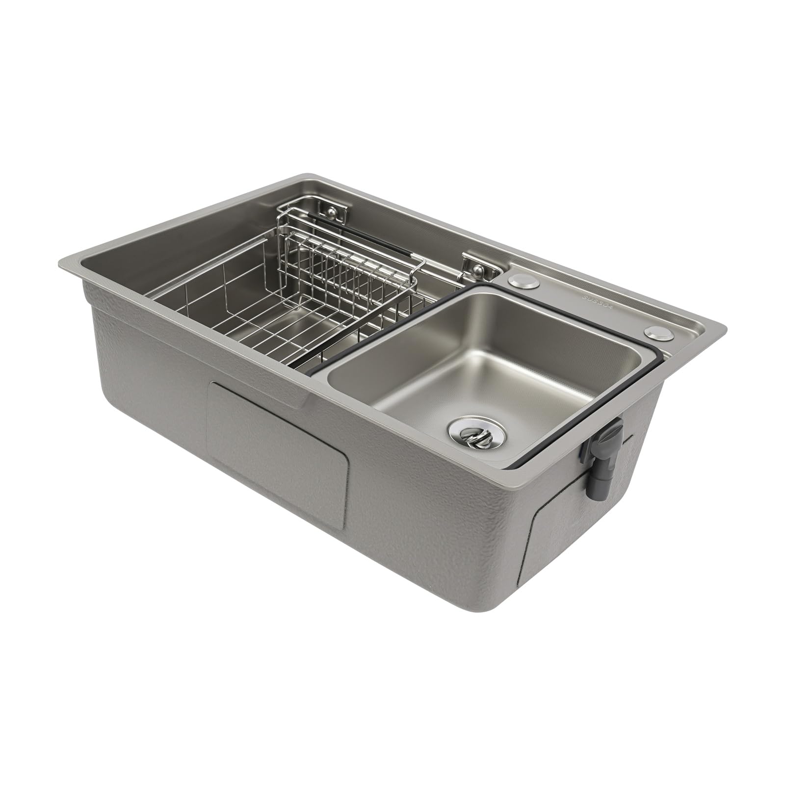 Évier de cuisine en acier inoxydable rectangulaire avec surface au design épuré