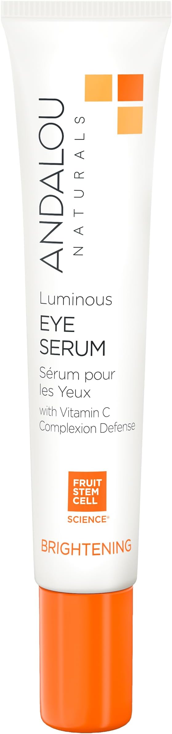 Andalou Naturals Luminous Eye Serum - Illuminating Under Eye Moisturizer for Dark Circles and Puffiness - With Vitamin C & Caffeine for a Rejuvenated, Youthful Appearance - 0.6 Oz