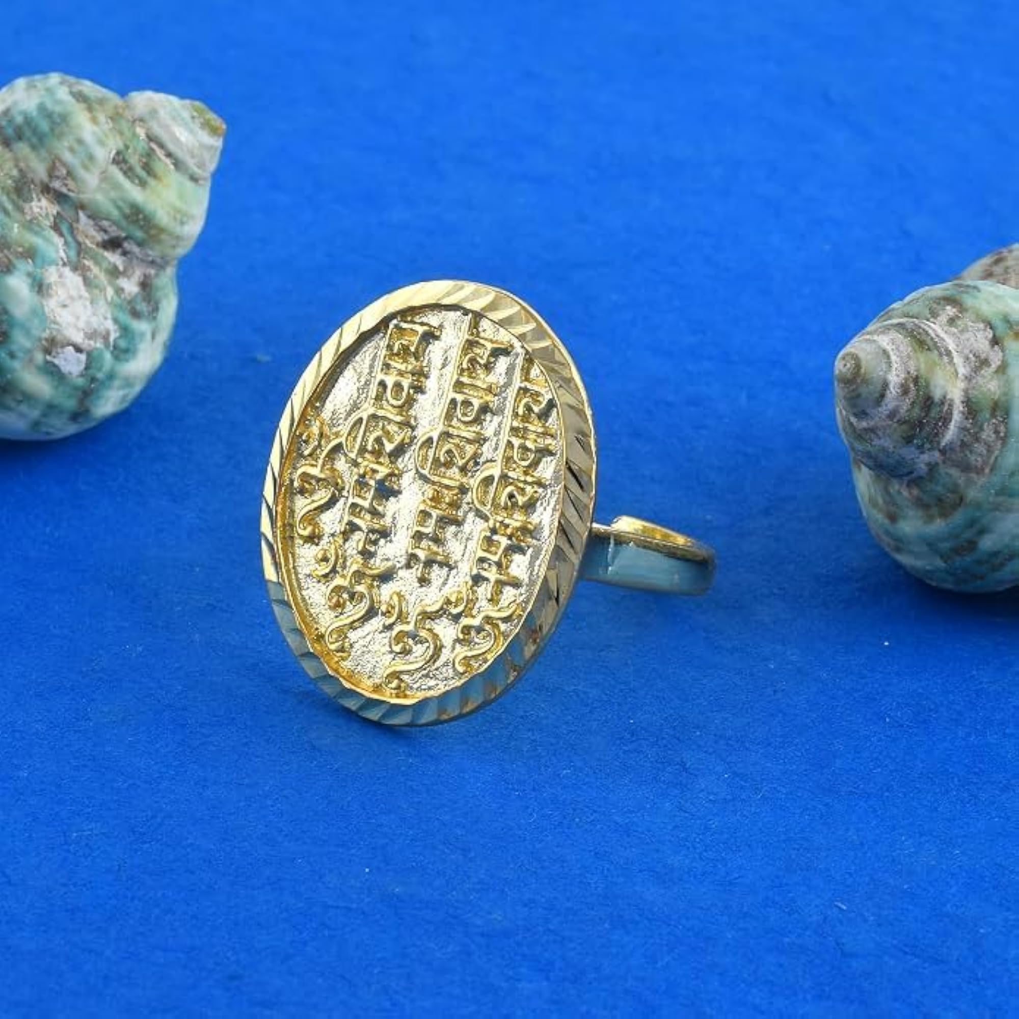 24KT Gold Plated Om Namah Shivay Adjustable Finger Ring
