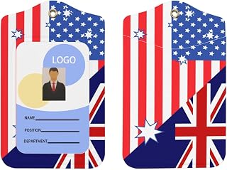 Australia America Flag Badge Holder for Women Men ID Card Protector Case with Clear Window Lanyard Vertical for Work Office Student