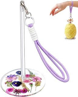 Flower Acrylic Wrist Yarn Holder for Crocheting and Knitting, Detachable Yarn Spinner with 360° Rotation, Acrylic Disc & Rod & Wrist Strap, Portable Tangle-Free Crochet and Knitting Accessory