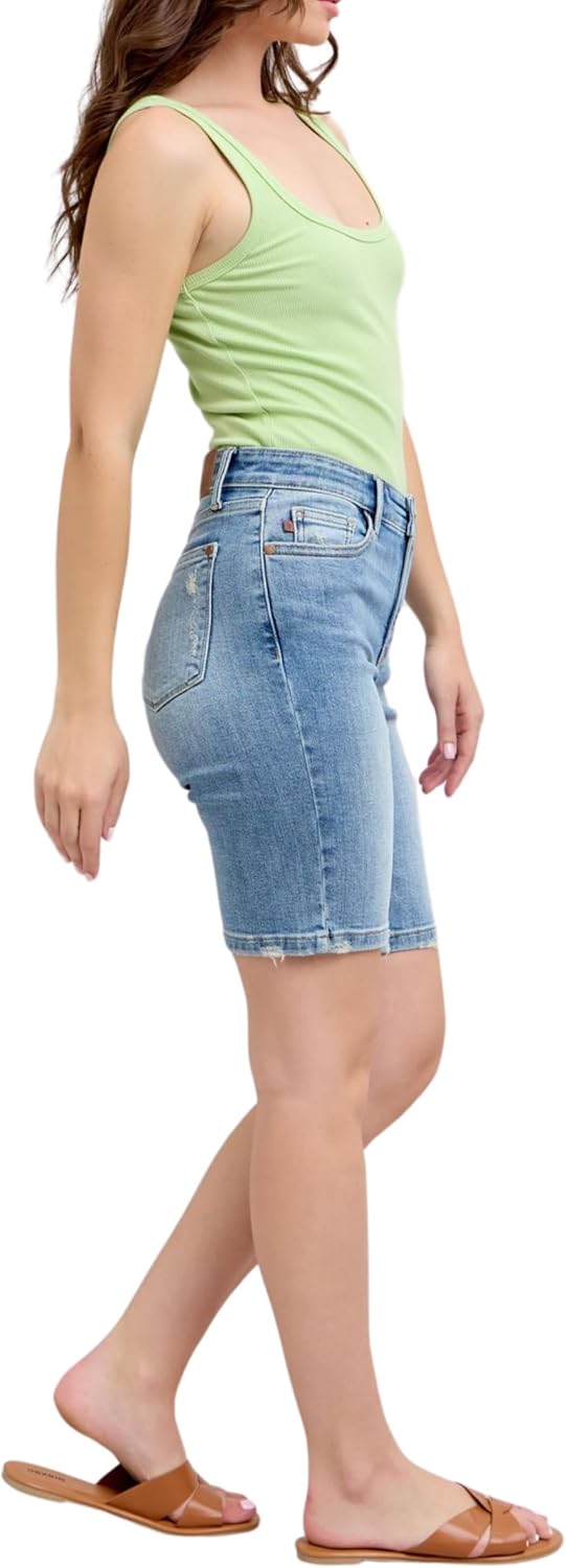 Judy Blue High Waist Vintage Wash Bermudas Shorts - Image 5