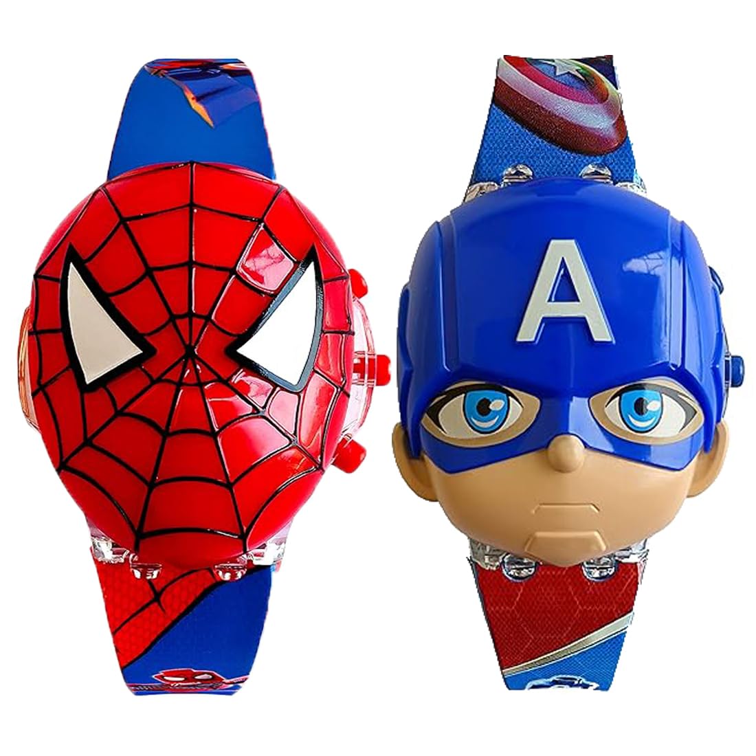 GOLDENIZE FASHION Music Disco Light 3D Cartoon Dial Digital Watch for Kids Toy Watch for Children Kids Boy and Girls-Gift Watch for Boy Girls Kids (Spiderman-Captain America) (B0CTYDQHR3) Amazon Price History, Amazon Price Tracker