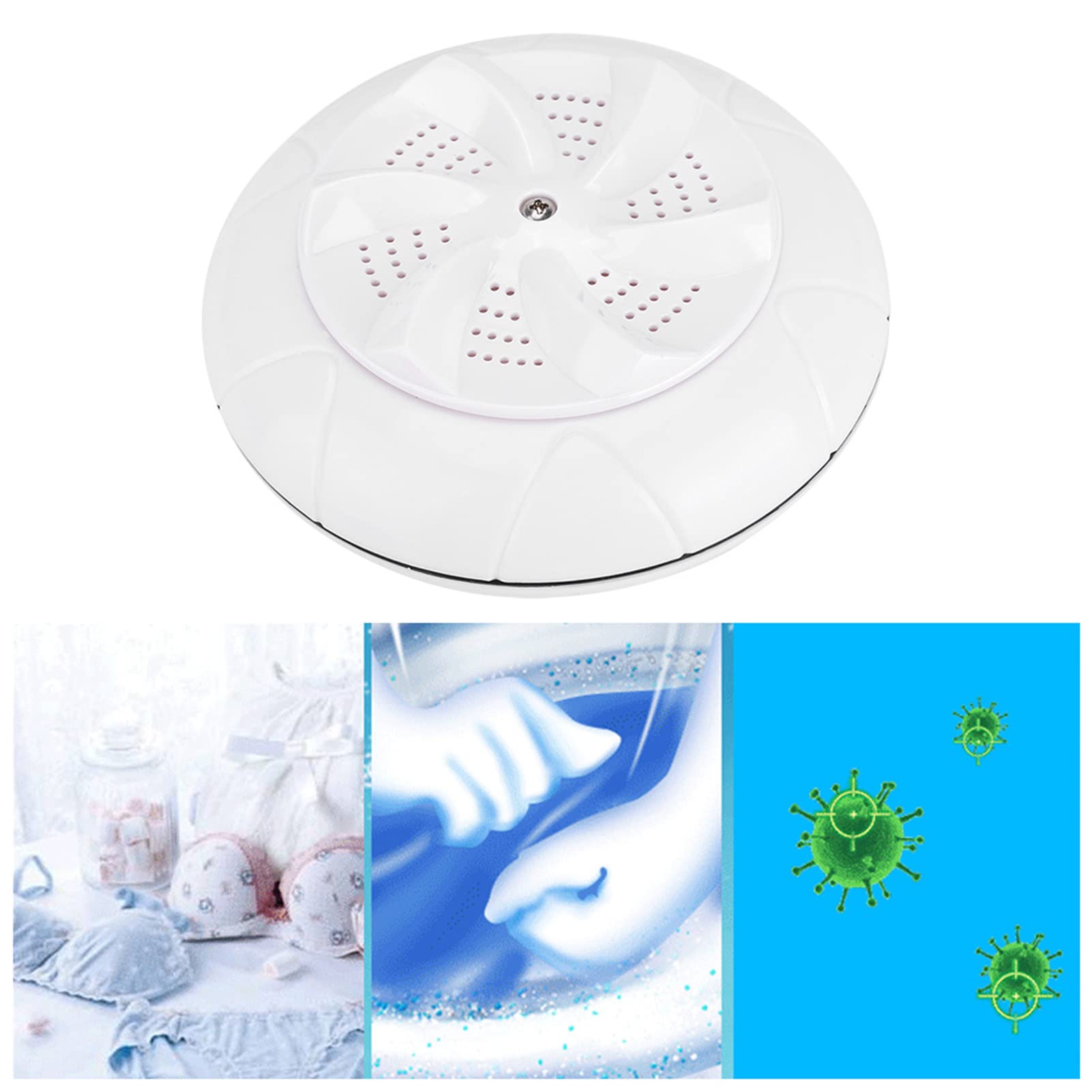 Generic Generic Przenośna Ultradźwiękowa Mini Pralka Turbo do Podróży, Prania Domowego, Zasilana Przez USB - Odpowiednia do ładunku 1 KG (WHITE) (WHITE)