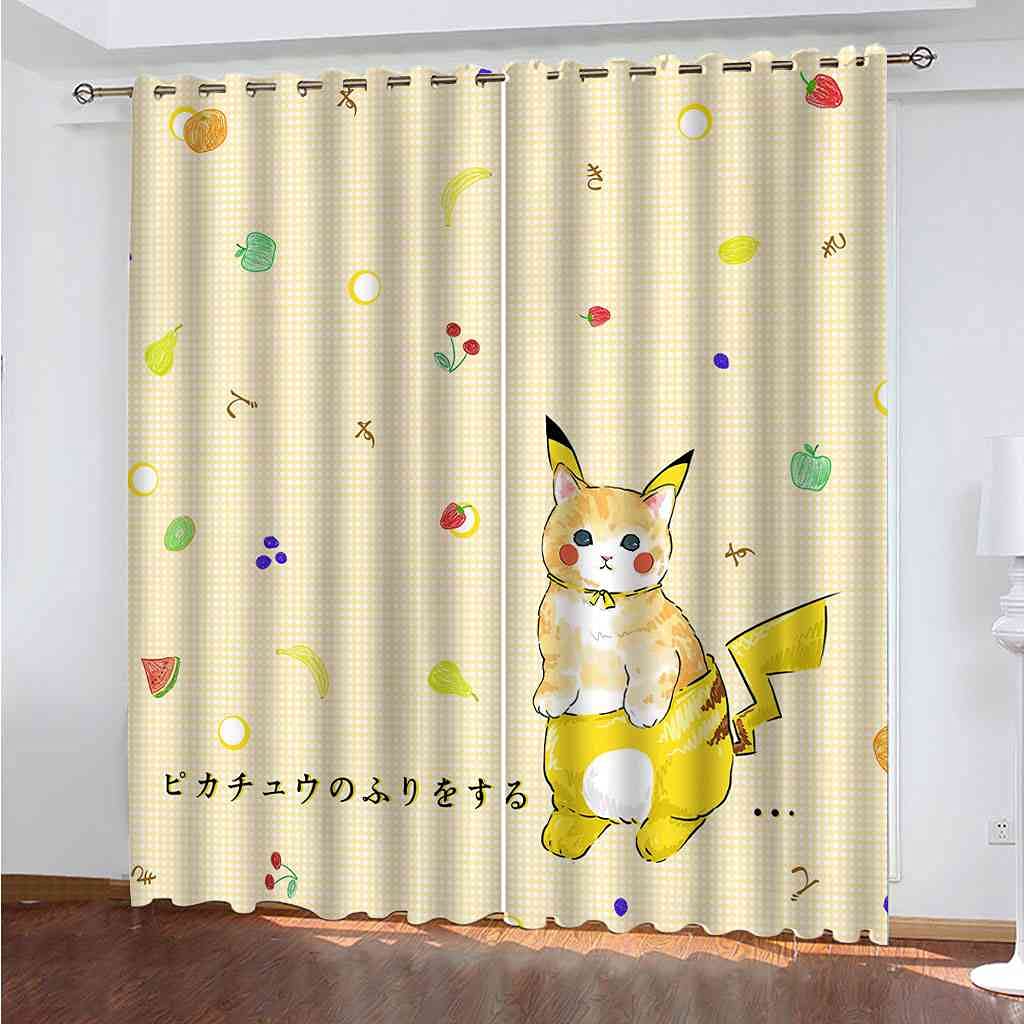 Rideau occultant isolant pour calmer le bruit et le froid chambre enfant chaton jaune 200x160