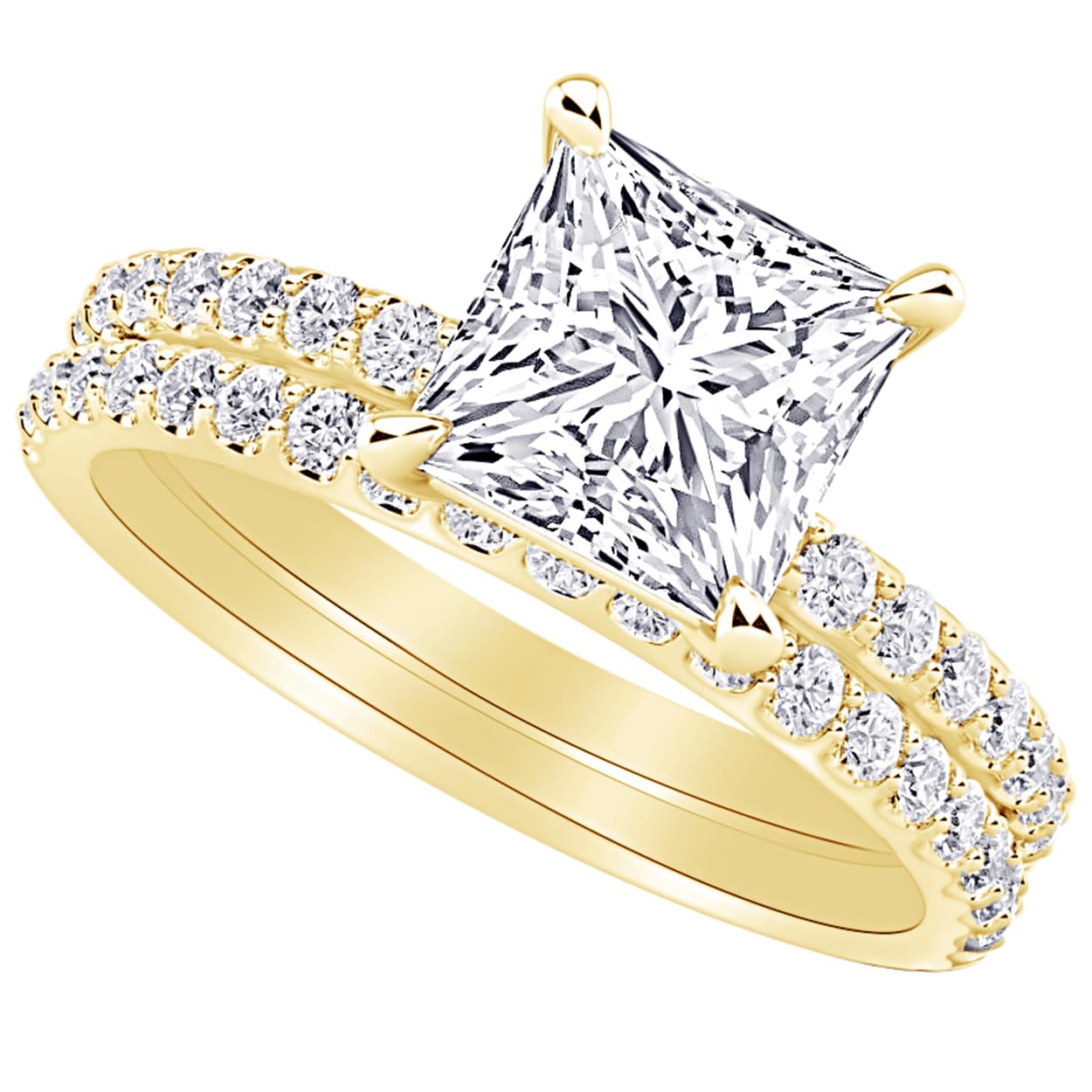 Houston Diamond District 1 to 6 Carat Princess LAB GROWN Diamond and LAB GROWN Diamond Wedding Bridal Set