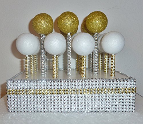 Benvo 4 Row 10 Yard Acrylic Bling Diamond Rhinestone Ribbon Wrap Roll For Wedding Cakes, Birthday Decorations, Baby Shower Events And Arts And Crafts Projects, 0.8”X 30Ft, Gold #TOP3