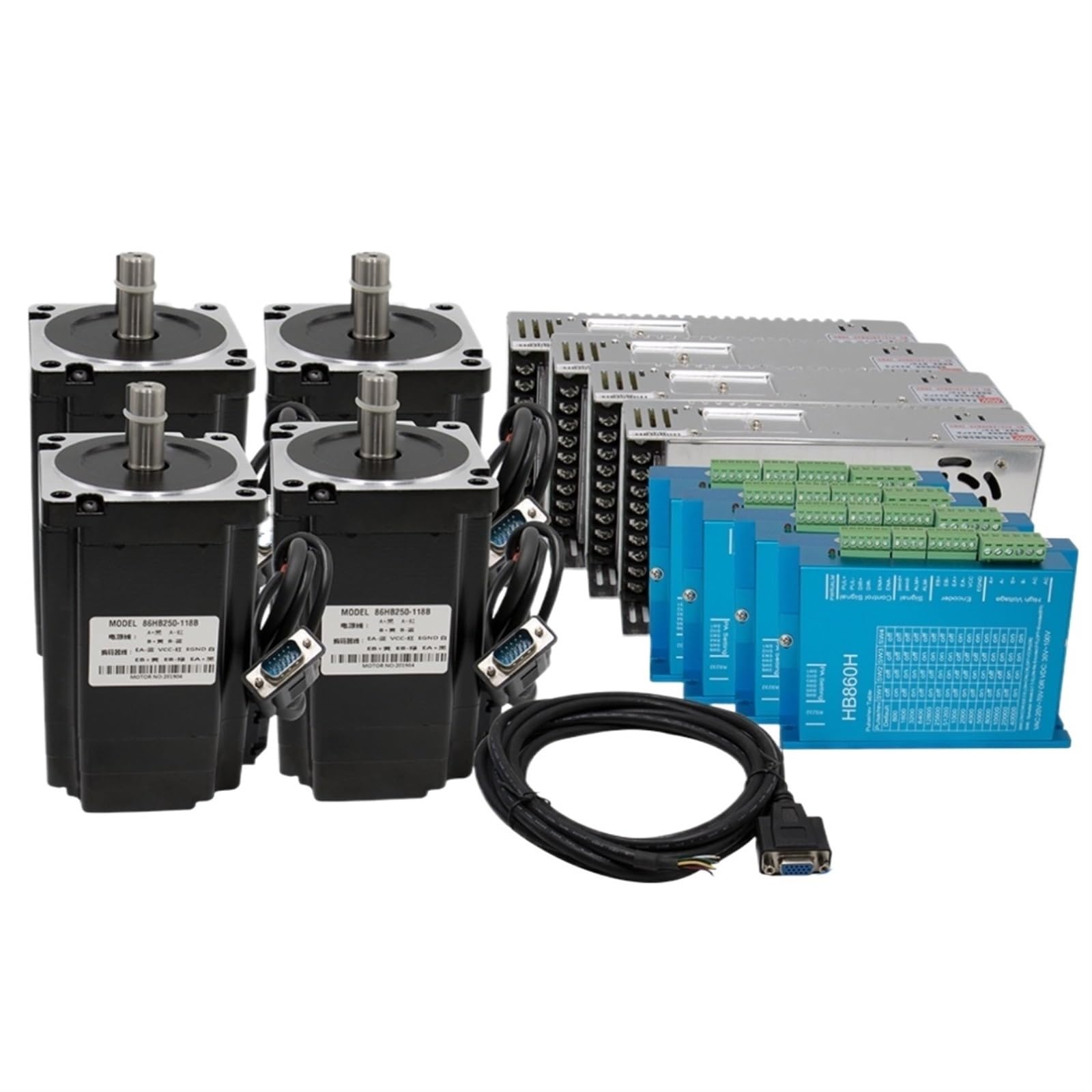 ONGCPQPEO 4 set Nema34 Closed-Loop stepper Motor 6A 4.5Nm 8.5Nm 12Nm+2-Phase HBS860H HBS86H Driver +400w60v power For(HBS860H,12Nm)