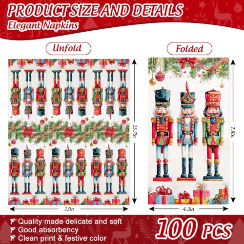 Servilletas de Navidad de cascanueces Whaline desechables con ramas de pino 2
