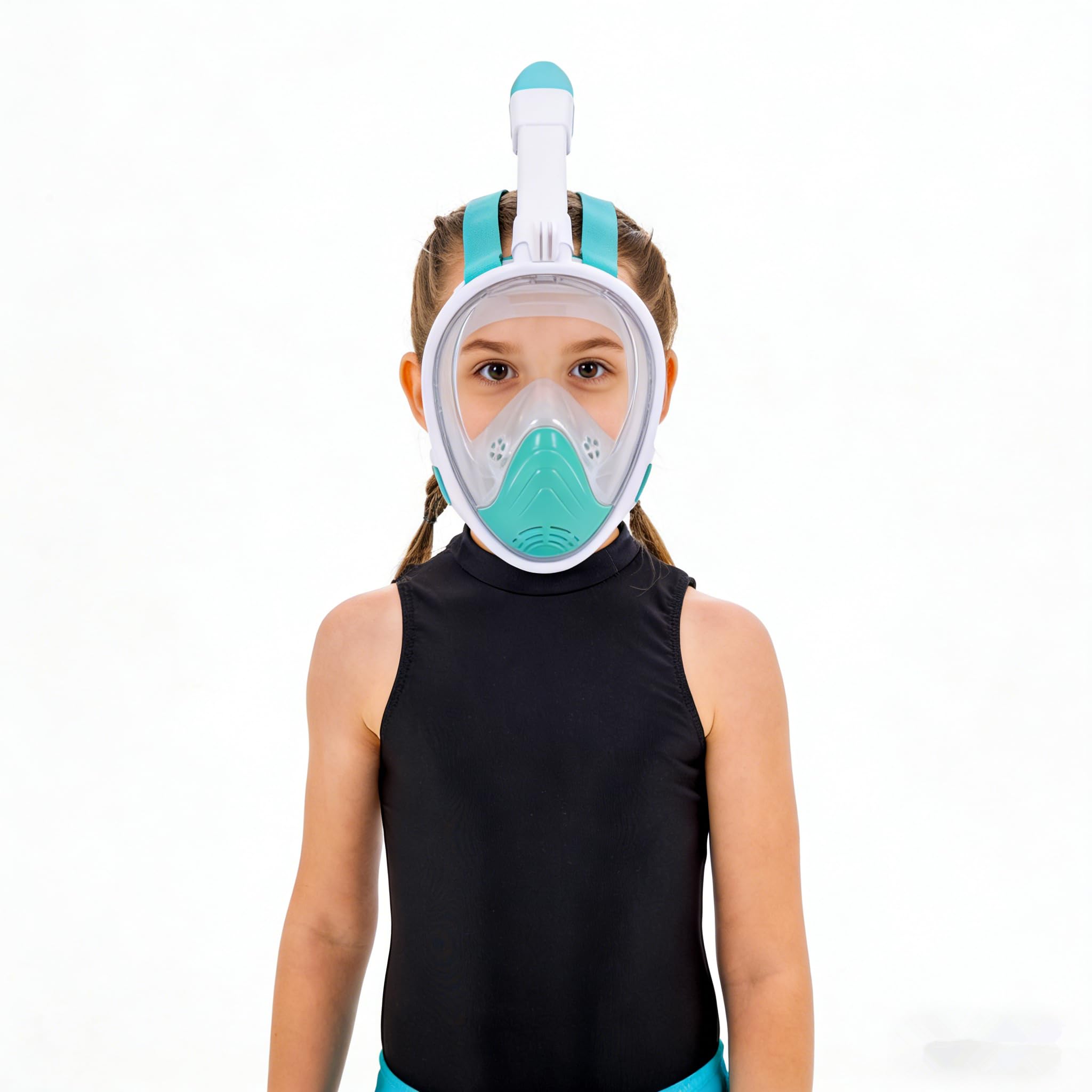 Maschera Subacquea, Maschera Snorkeling Bambino con Visuale Panoramica 180° Design Pieno Facciale Anti-Appannamento e Anti-Infiltrazioni Maschere da Immersione