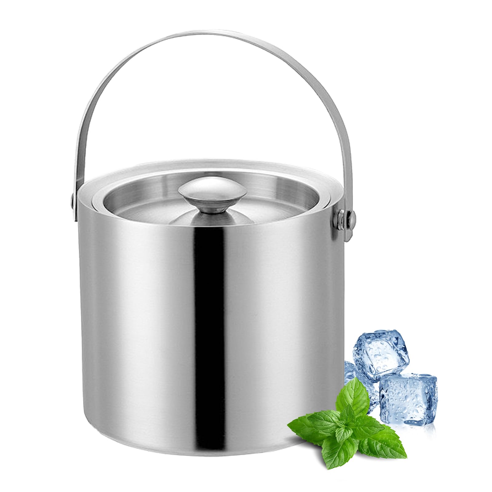 Adima Cubos De Hielo De Acero Inoxidable, Cubos De Hielo Con Doble Capa De Aislamiento TéRmico, Filtros Y Pinzas De Hielo, Muy Adecuados Para Clubes De Bares (3l),3L