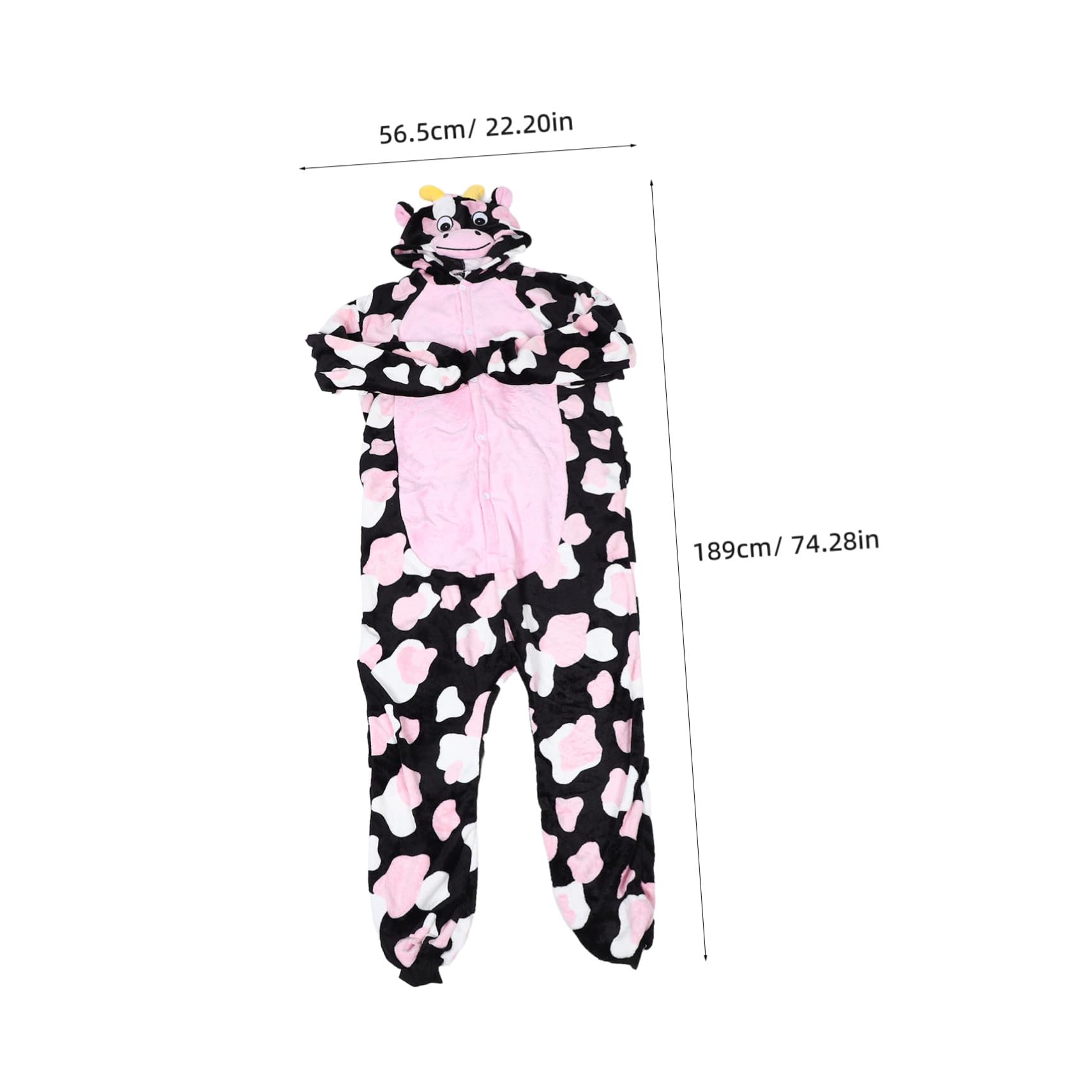 Pijama Enterizo Estampado de Vaca Ropa de Dormir Unisex para Adultos Disfraz de Dibujos Animados para Halloween Casa y Cosplay Talla XL Material Cómodo